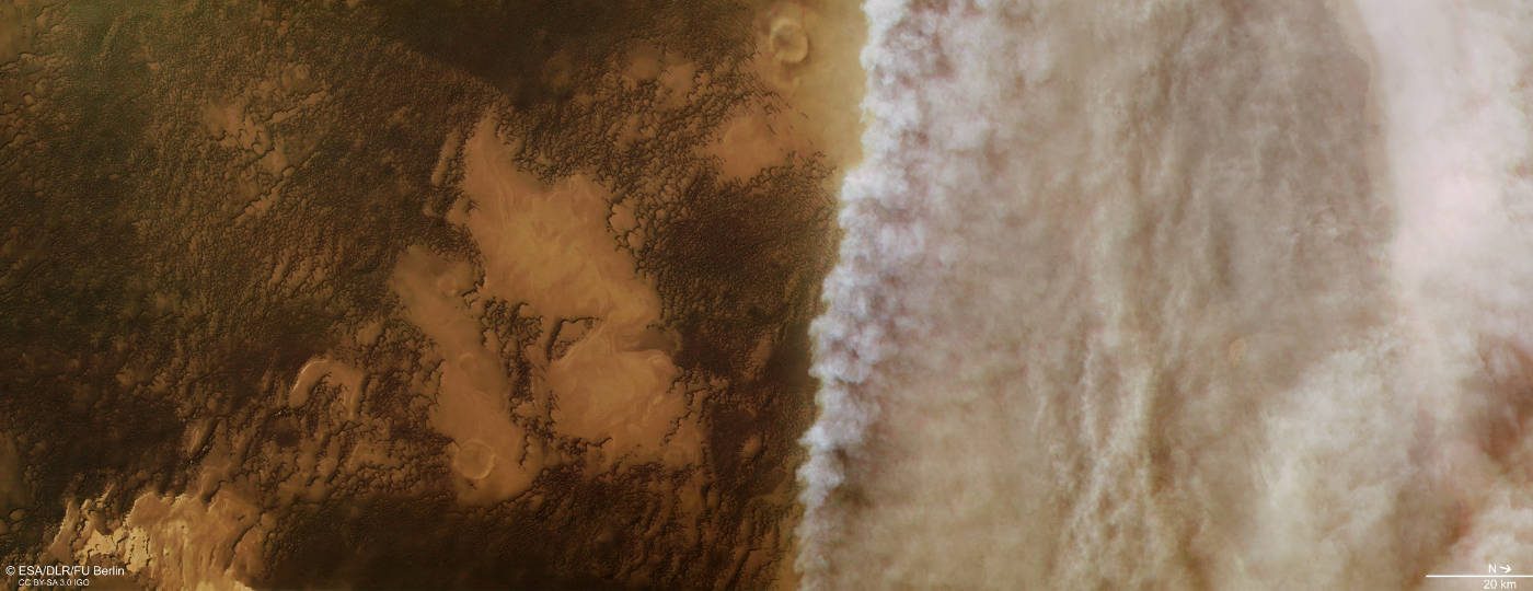 Leben auf dem Mars: Staubsturm auf dem Mars.